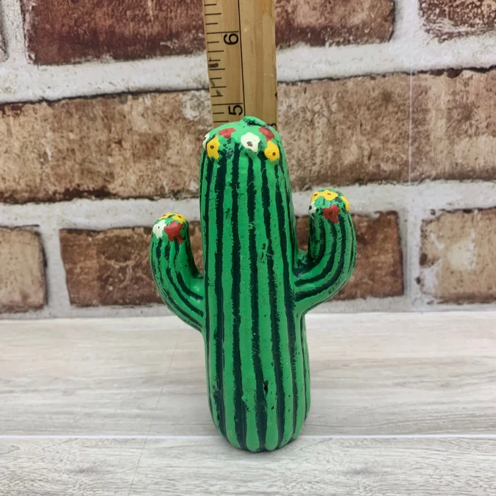 Hand Painted‎ Cactus Candle Flowers Decor Southwestern Accent